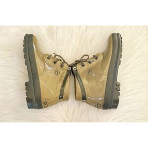 Sporto Womens Thermolite Olive Green Lace Up Duck Boot sz 7 Rain Garden Vinage